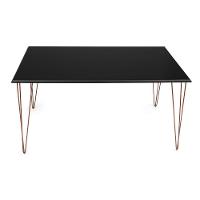 Mesa De Jantar Elen 140X80Cm Tampo Preto Com Base Cobre - Branco