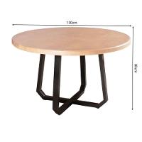 Mesa De Jantar Industrial Clarisse Redonda 1,30M Base Alumínio - Tampo Natural - Bege - 2