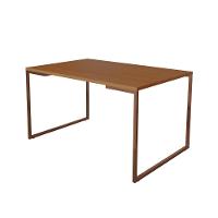 Mesa De Jantar Industrial Base Ferro Cobre Tampo 137X90 Canela Cor: Marrom - 1