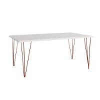 Mesa De Jantar Industrial Clips De Ferro Cobre Tampo Retangular Branco 135X75 Cor: Cobre - 1