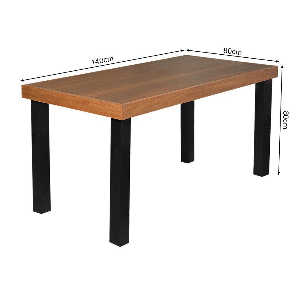 Mesa De Jantar Industrial Felícia Retangular 140X80Cm Base Alumínio - Castanho - Marrom - 2