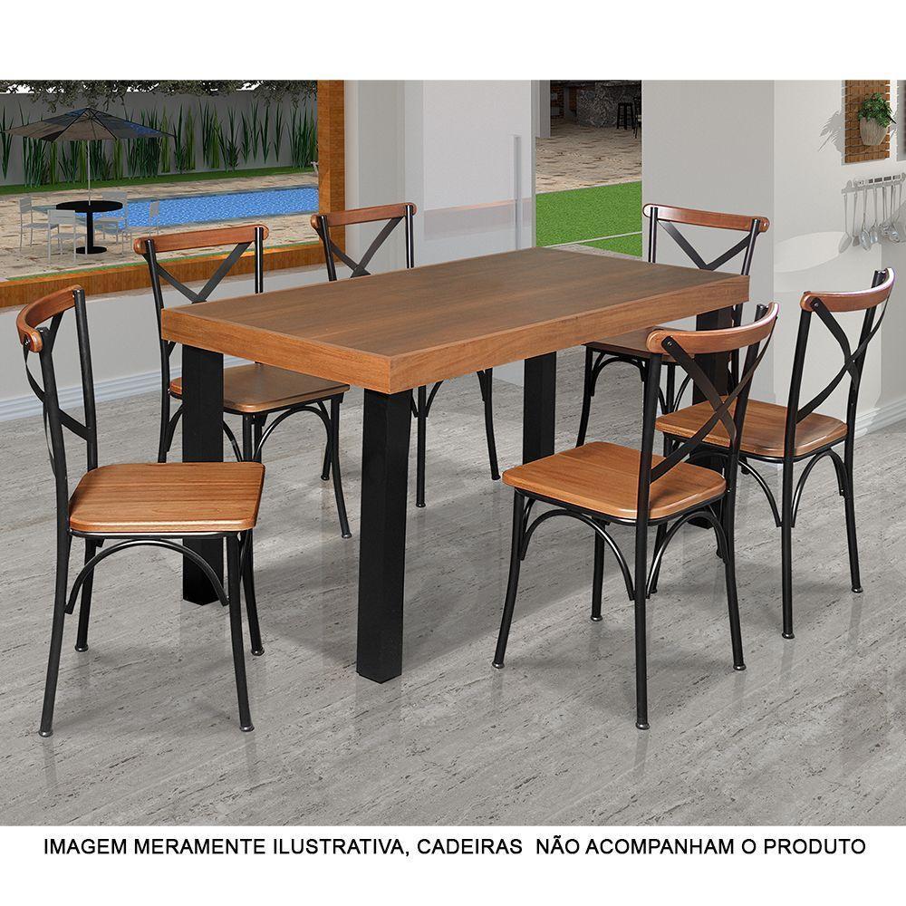 Mesa De Jantar Industrial Felícia Retangular 140X80Cm Base Alumínio - Castanho - Marrom - 3