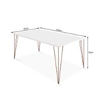 Mesa De Jantar Elen 140X80Cm Tampo Branco Com Base Cobre - Branco - 2
