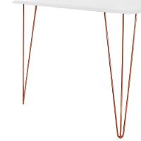 Mesa De Jantar Elen 140X80Cm Tampo Branco Com Base Cobre - Branco - 3