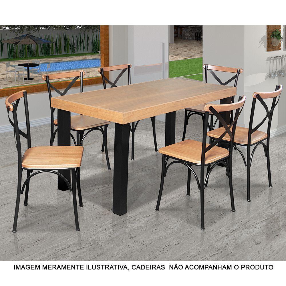 Mesa De Jantar Industrial Felícia Retangular 140X80Cm Base Alumínio - Natural - Bege - 3