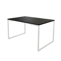 Mesa De Jantar Industrial Base Ferro Branco Tampo 137X90 Preto Cor: Preto - 1