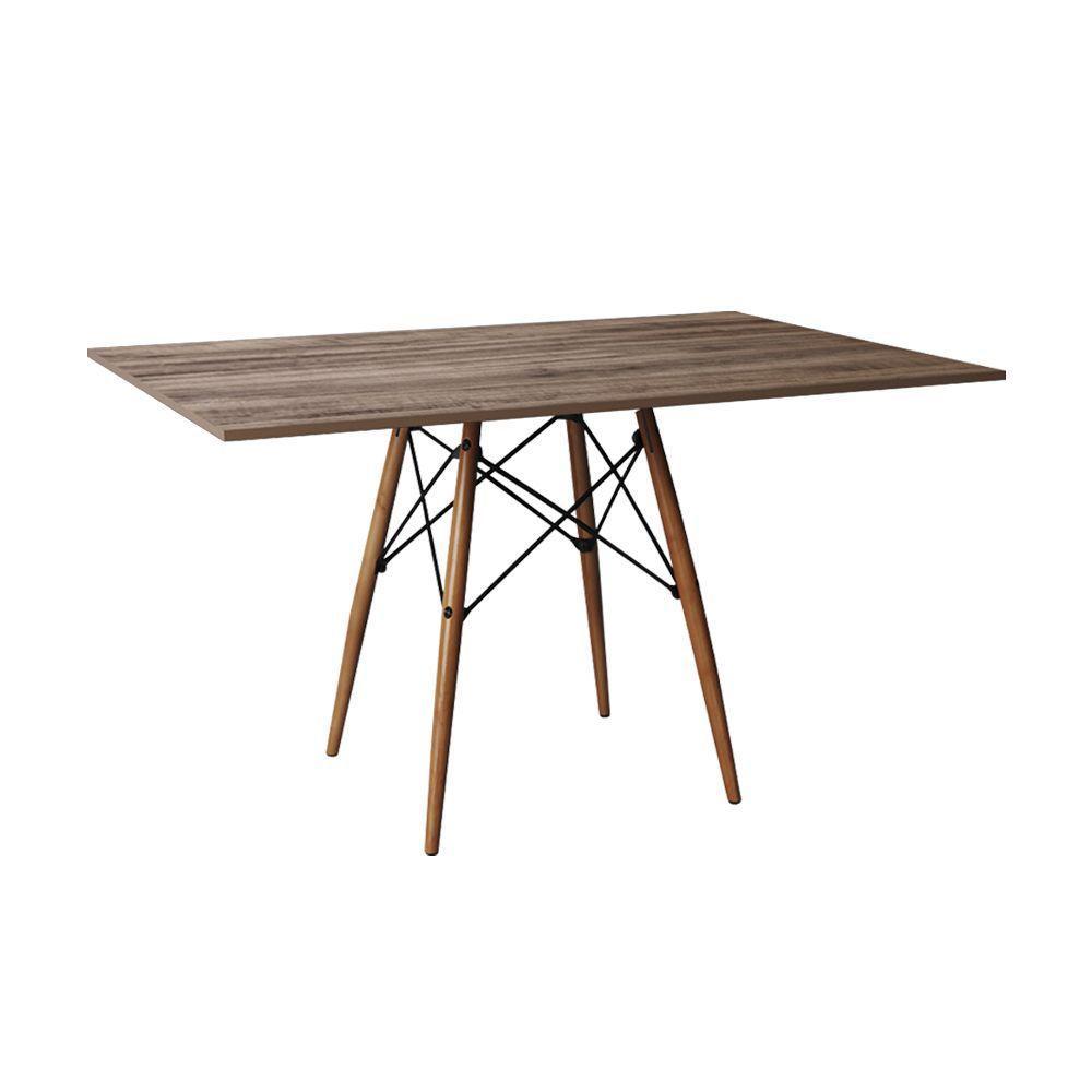 Mesa De Jantar Eiffel Retangular Tampo De Madeira 120X75Cm Preto - Branco - 3
