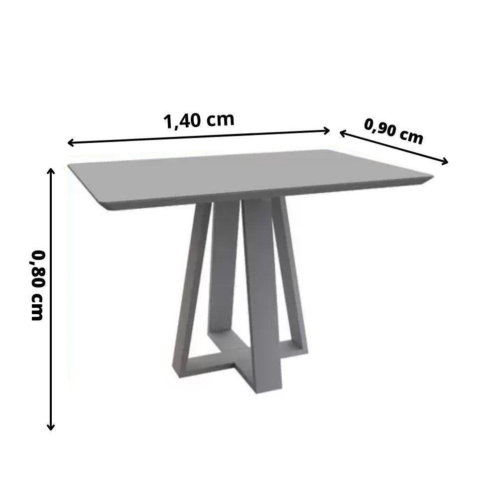 Mesa De Jantar Luna Tampo Retangular Off White 1,40 M Com Base Em Madeira - 5
