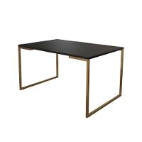 Mesa De Jantar Industrial Retangular Preta 137X90Cm Base Dourada Cor: Preto - 1