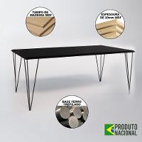 Mesa De Jantar Industrial Retangular Clips Preta 135X75 De Ferro Preto - 3