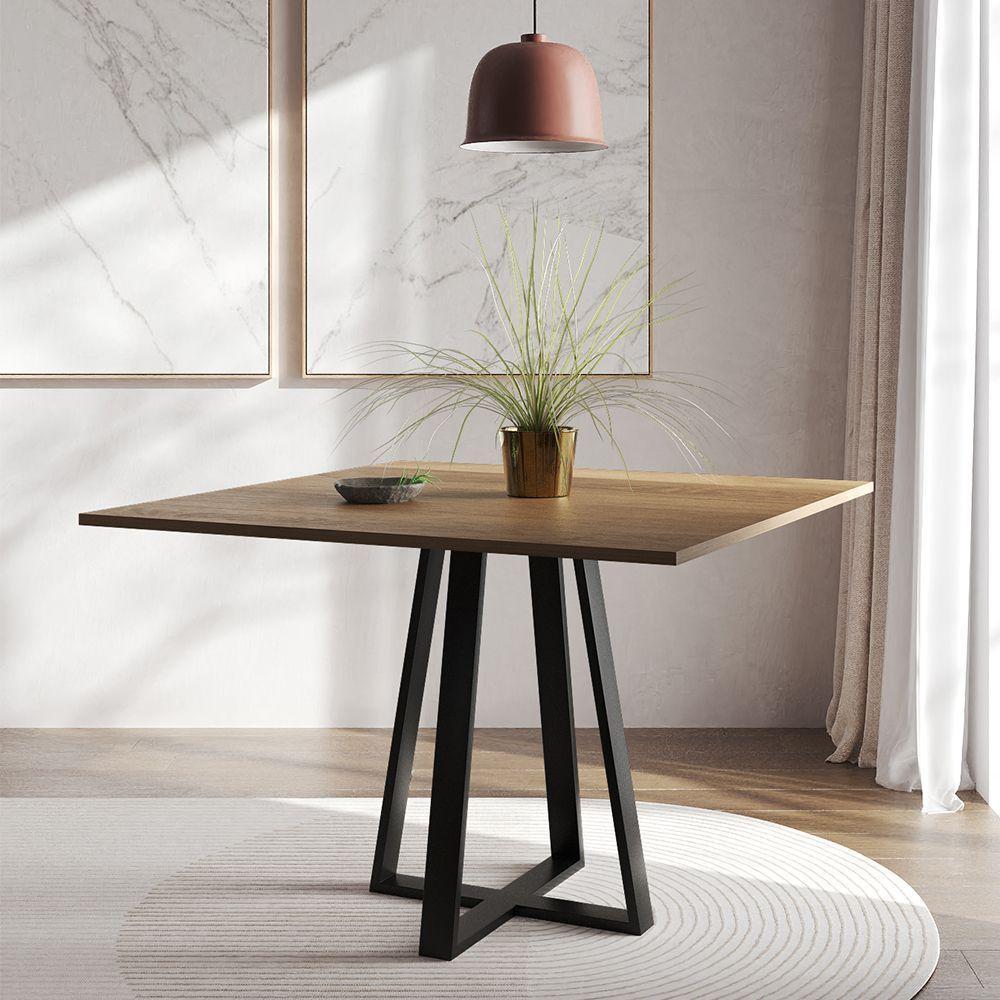 Mesa De Jantar Mônaco 110Cm Tampo Imbuia Pés Preto - Marrom - 1