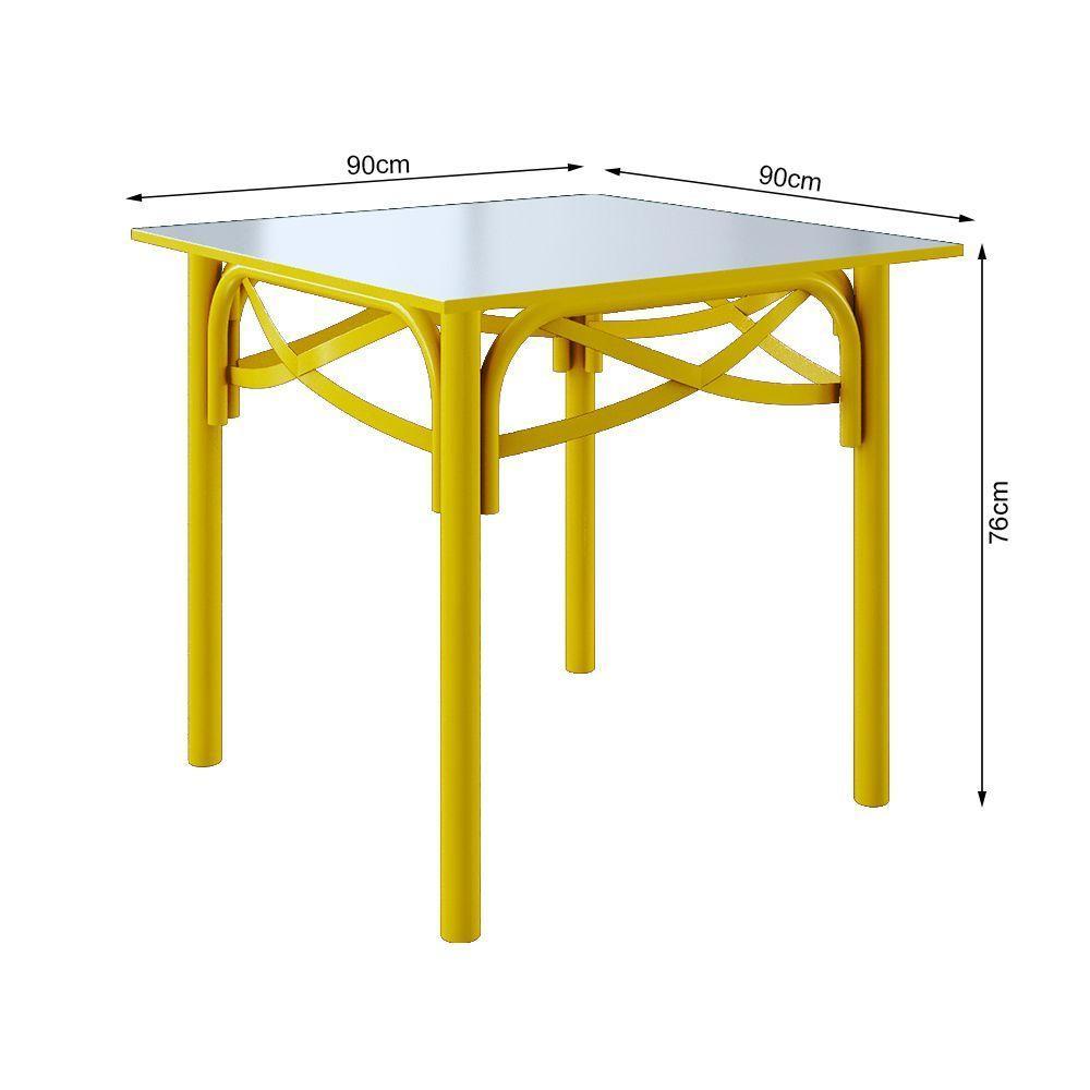Mesa De Jantar Katrina Amarela Quadrada Tampo De Madeira 90 Cm New Green - Marrom - 2