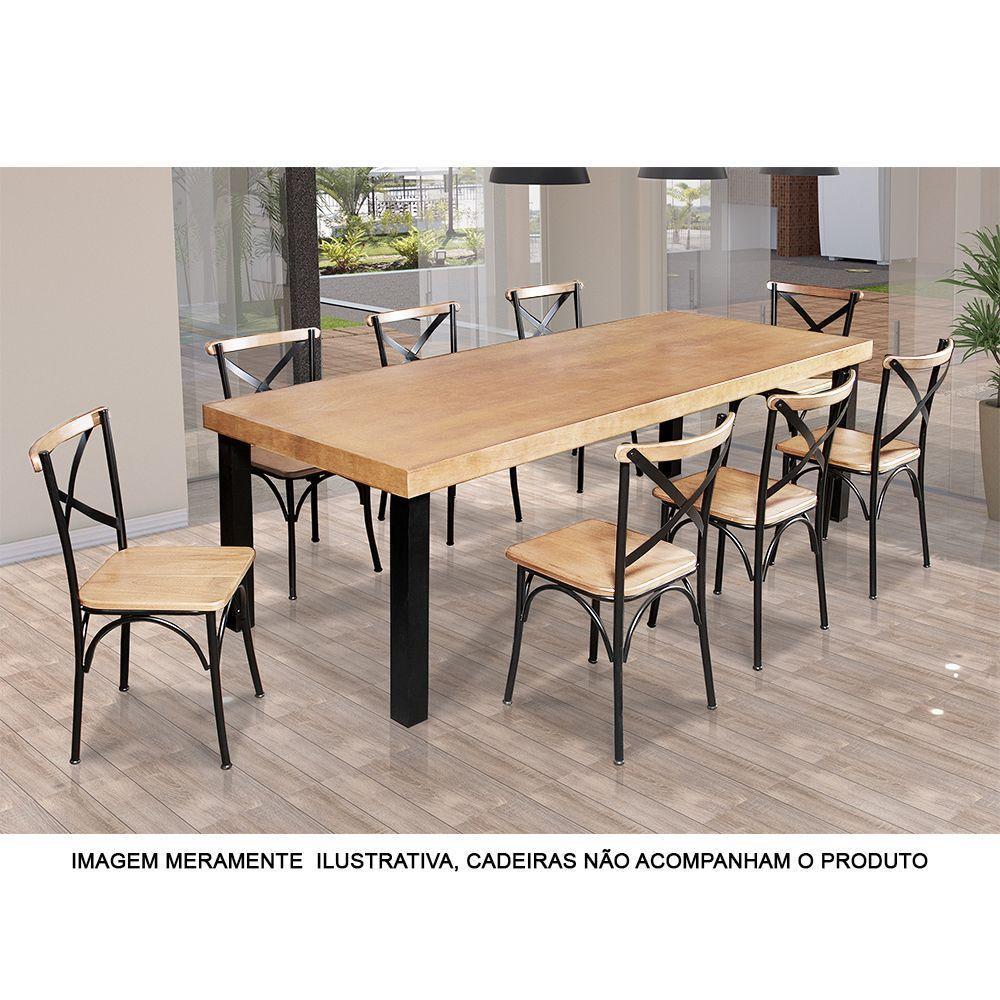 Mesa De Jantar Industrial Retangular Rústica 2M Arlete Base Alumínio - Natural - Bege - 3