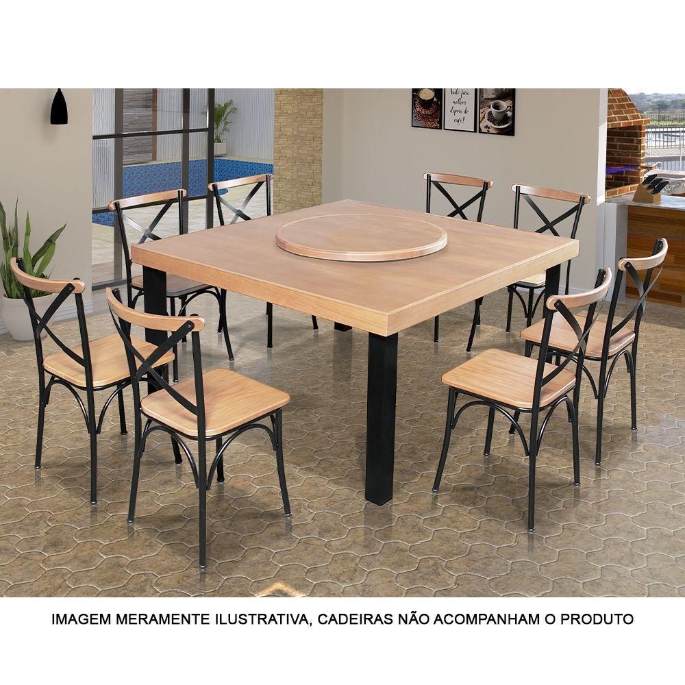 Mesa De Jantar Indústrial Sophia 1,50M Quadrada Com Prato Giratório Base Alumínio - Natural - Bege - 3