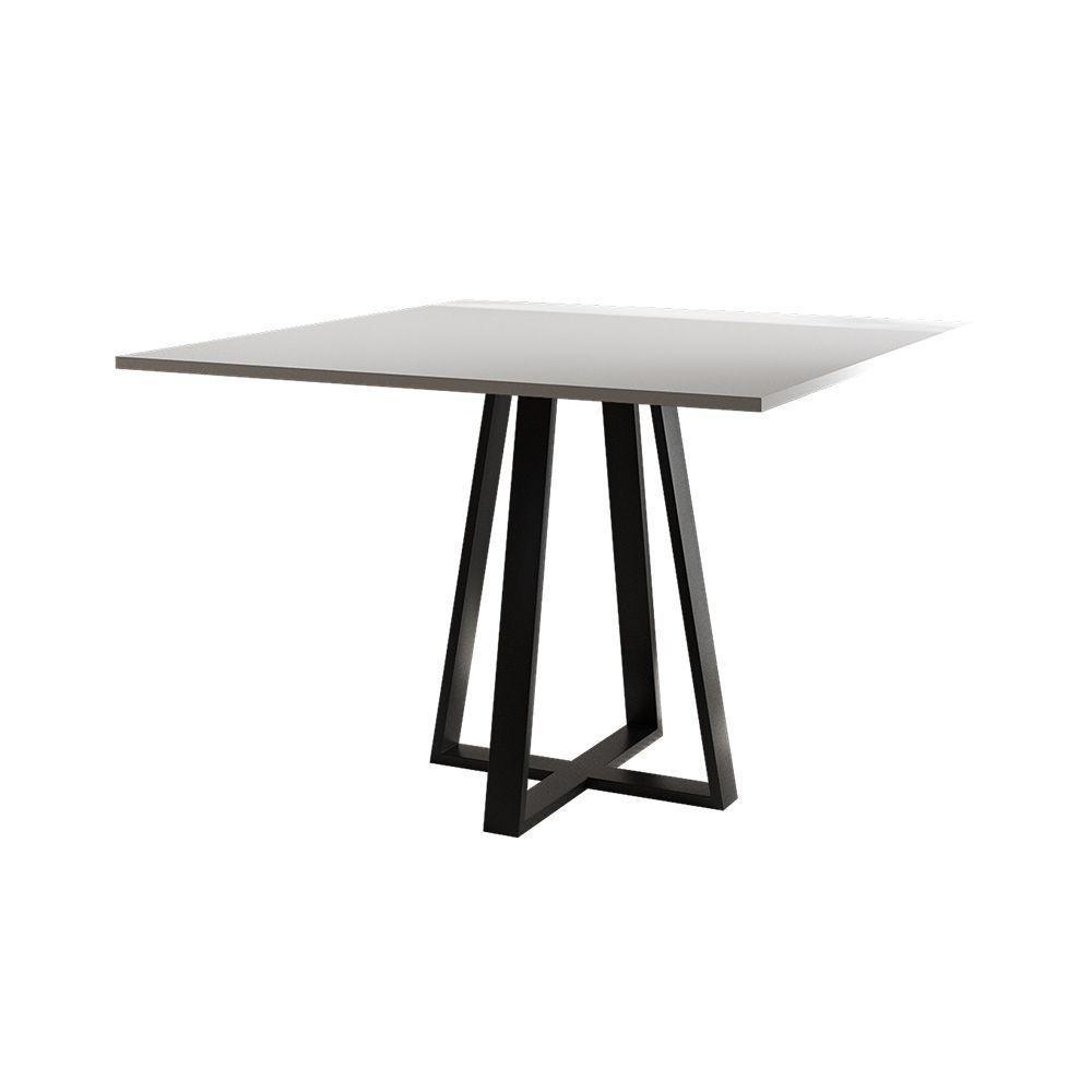 Mesa De Jantar Mônaco 110Cm Tampo Branco Pés Preto - Branco - 3