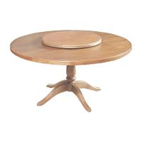 Mesa De Jantar Redonda 1,60M Com Prato Giratório Amélia - Natural - Bege - 1