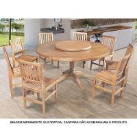 Mesa De Jantar Redonda 1,60M Com Prato Giratório Amélia - Natural - Bege - 3