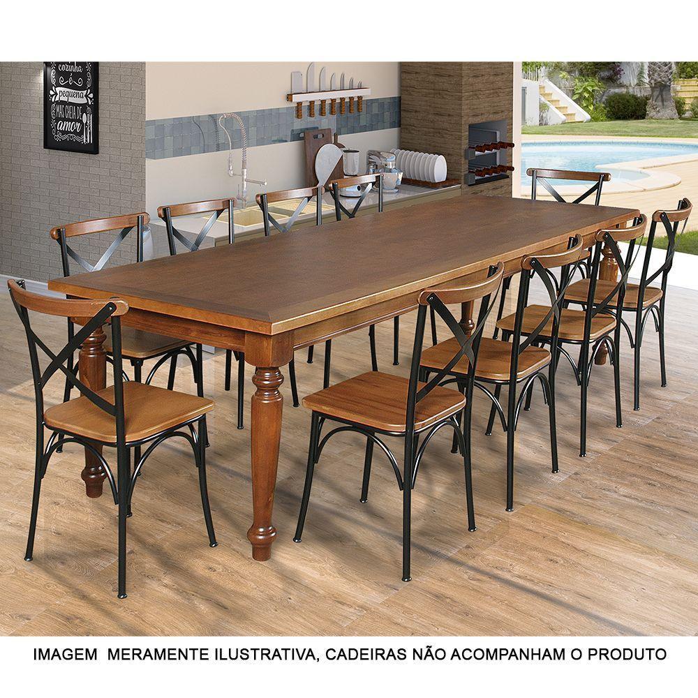 Mesa De Jantar Leonora Retangular 294X100Cm Em Rústica - Castranho - Marrom - 3