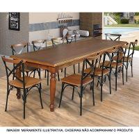 Mesa De Jantar Leonora Retangular 294X100Cm Em Rústica - Castranho - Marrom - 3