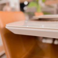 Mesa De Jantar Luna Tampo Retangular Off White 1,20 M Com Base Em Madeira - 5