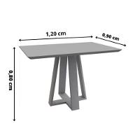 Mesa De Jantar Luna Tampo Retangular Off White 1,20 M Com Base Em Madeira - 6