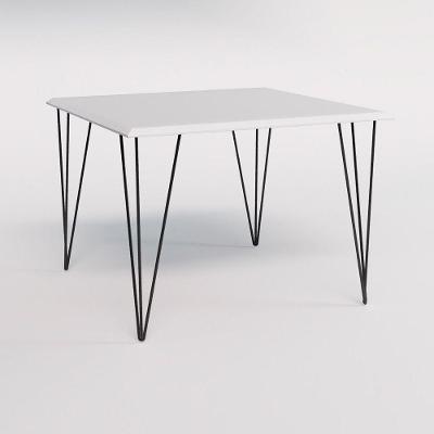 Mesa De Jantar Industrial Quadrada Clips Branca 90Cm De Ferro Preto