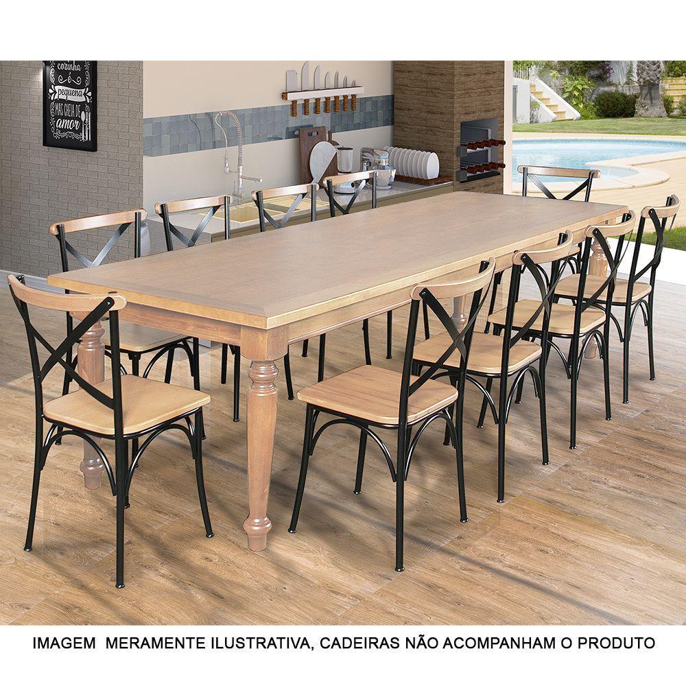 Mesa De Jantar Leonora Retangular 294X100Cm Em Rústica - Natural - Bege - 3