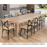 Mesa De Jantar Leonora Retangular 294X100Cm Em Rústica - Natural - Bege - 3