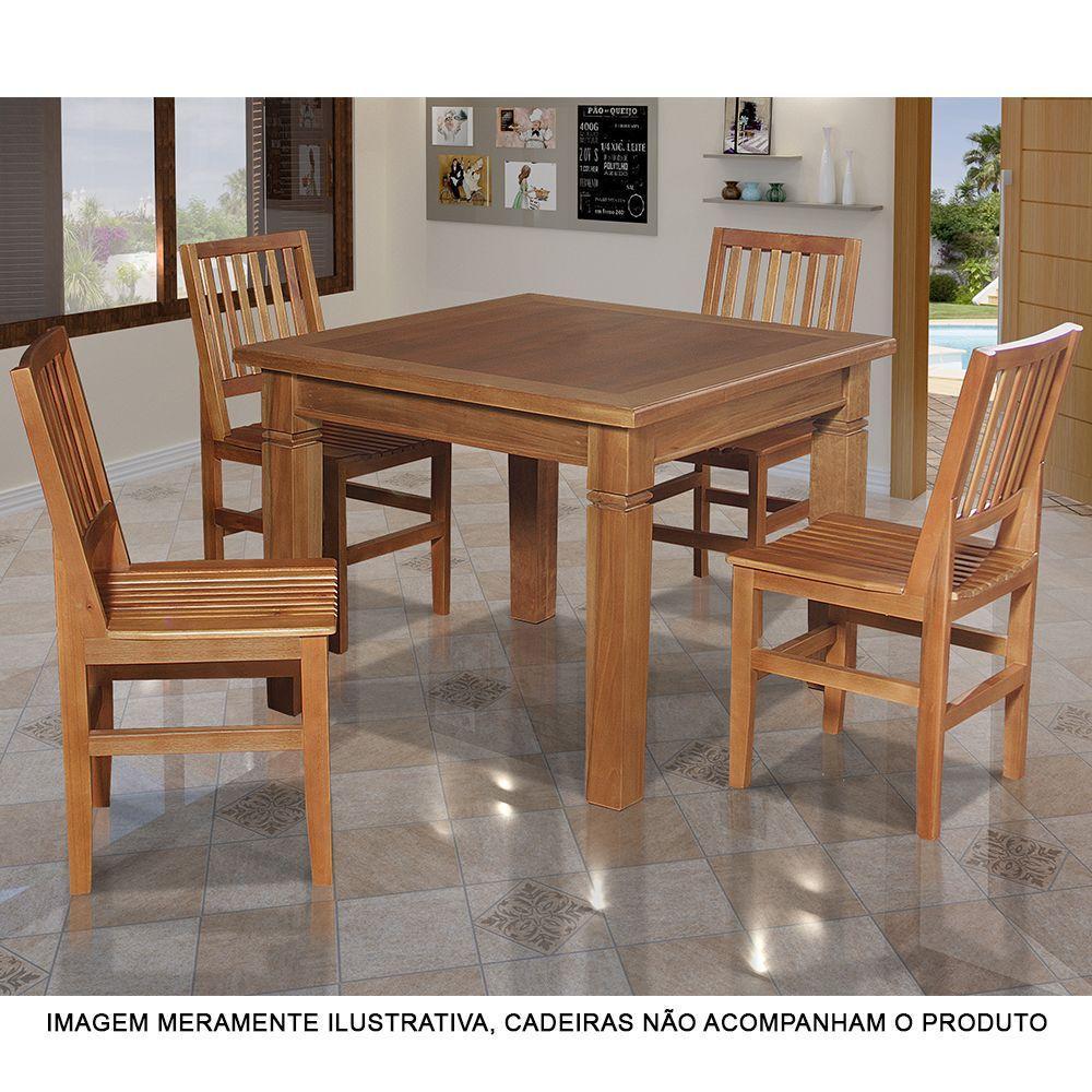 Mesa De Jantar Quadrada Rústica 80Cm Estela Pés Diamante - Castanho - Marrom - 3