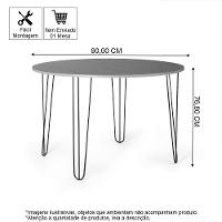 Mesa De Jantar Redonda 4 Lugares 90cm Base De Ferro Hairpin Branco - Straub Web - 2