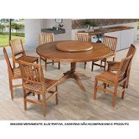 Mesa De Jantar Redonda 1,60M Com Prato Giratório Amélia - Castanho - Marrom - 3