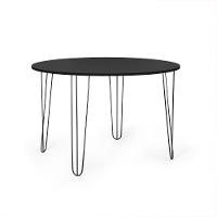 Mesa De Jantar Redonda 6 Lugares 120cm Base De Ferro Hairpin Preto - Straub Web - 1