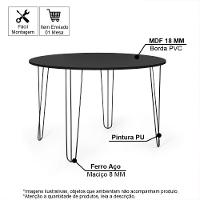 Mesa De Jantar Redonda 6 Lugares 120cm Base De Ferro Hairpin Preto - Straub Web - 5