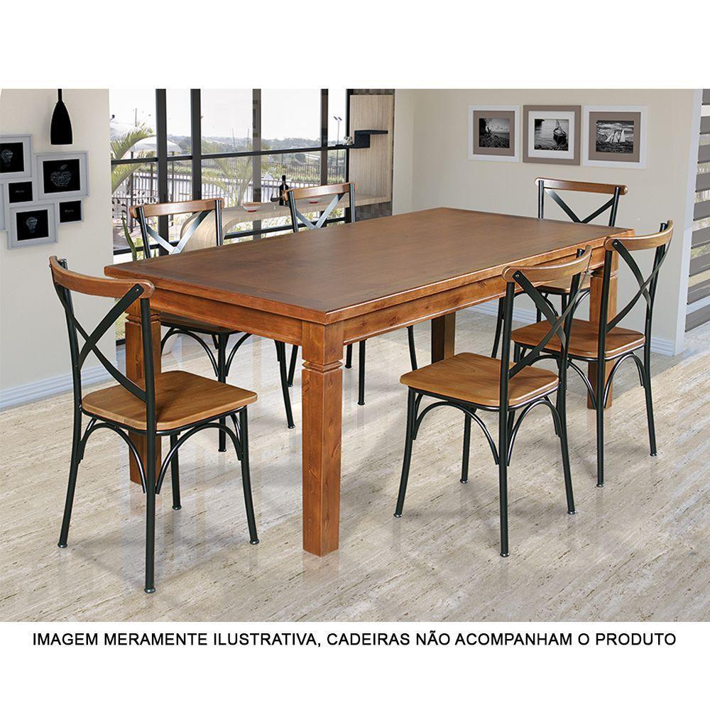 Mesa De Jantar Retangular 160X80Cm Rústica Aurora - Castanho - Marrom - 3
