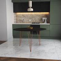 Mesa De Jantar Redonda 110Cm Preta Clips 3 Pés Base Cobre Cor: Preto - 1