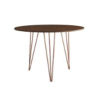 Mesa De Jantar Redonda 90Cm Amêndoa Clips 3 Pés Base Cobre - 6