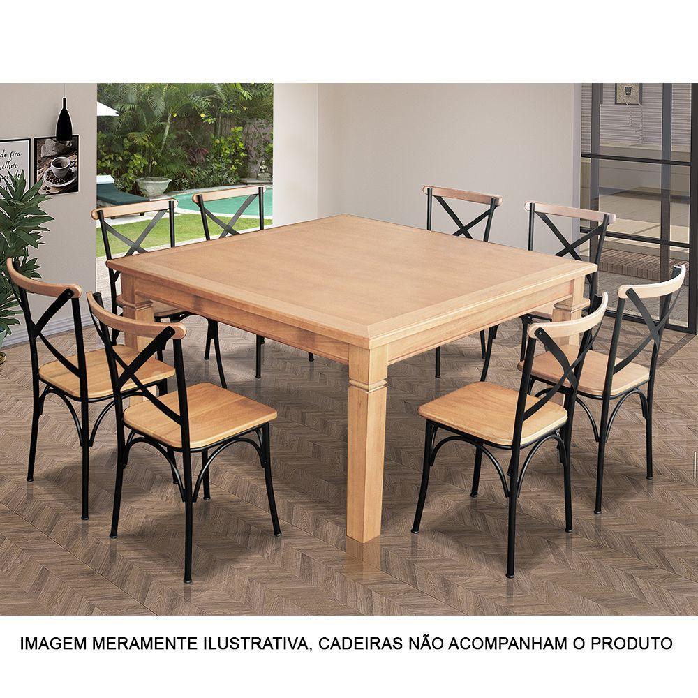 Mesa De Jantar Rústica Quadrada Celina 1,50M Em - Natural - Bege - 3