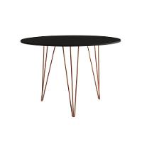 Mesa De Jantar Redonda 90Cm Preta Clips 3 Pés Base Cobre Cor: Preto - 3