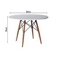Mesa De Jantar Redonda Em Madeira 90Cm Branca Com 4 Poltronas Brancas Branco - 3