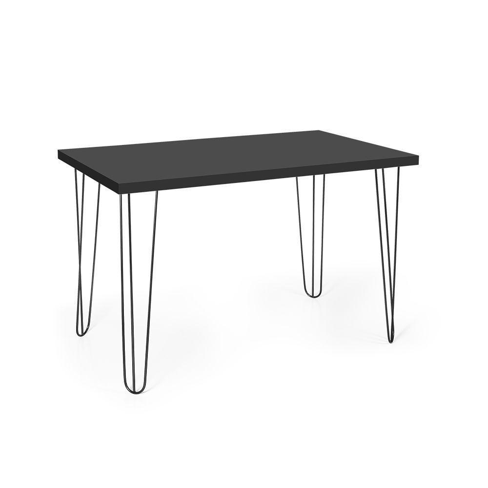 Mesa De Jantar Retangular 6 Lugares 140x75 Base De Ferro Hairpin Preto - Straub Web - 1