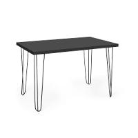 Mesa De Jantar Retangular 6 Lugares 140x75 Base De Ferro Hairpin Preto - Straub Web - 1