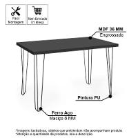 Mesa De Jantar Retangular 6 Lugares 140x75 Base De Ferro Hairpin Preto - Straub Web - 3