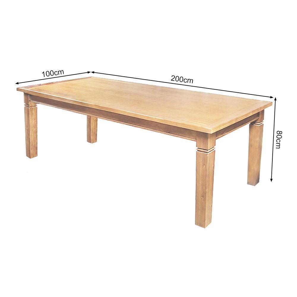 Mesa De Jantar Retangular 200X100Cm Rústica Aurora - Natural - Bege - 2