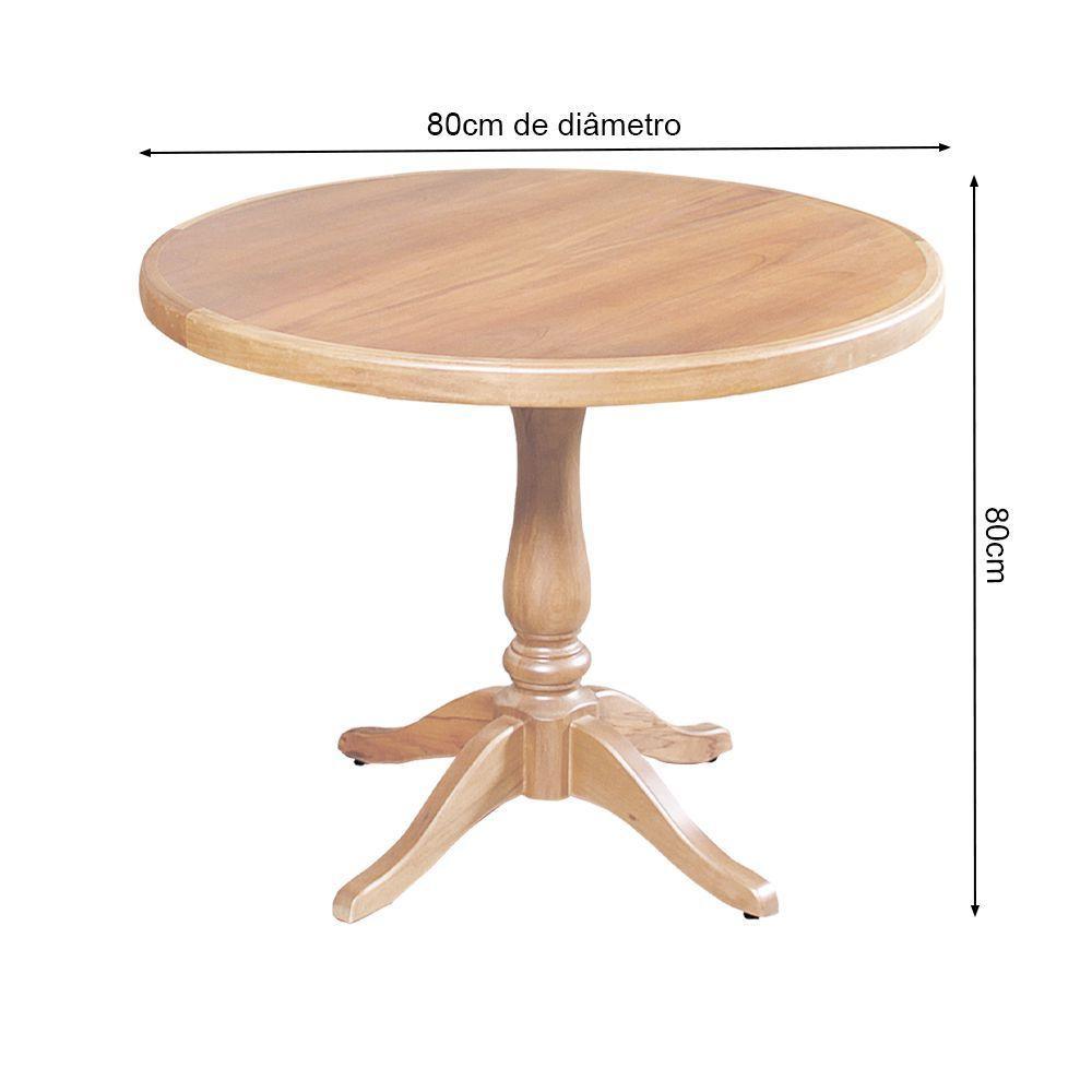 Mesa De Jantar Redonda Rústica 80Cm Madalena - Natural - Bege - 2