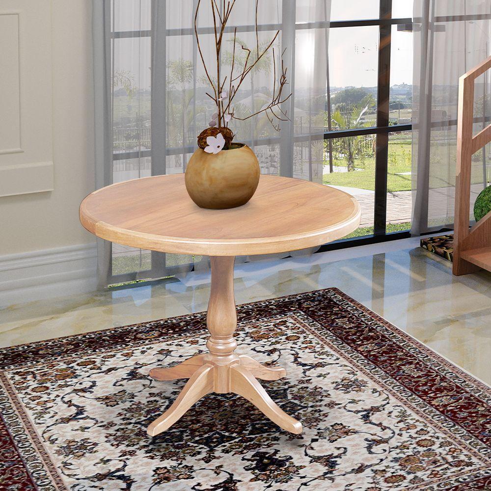 Mesa De Jantar Redonda Rústica 80Cm Madalena - Natural - Bege - 3