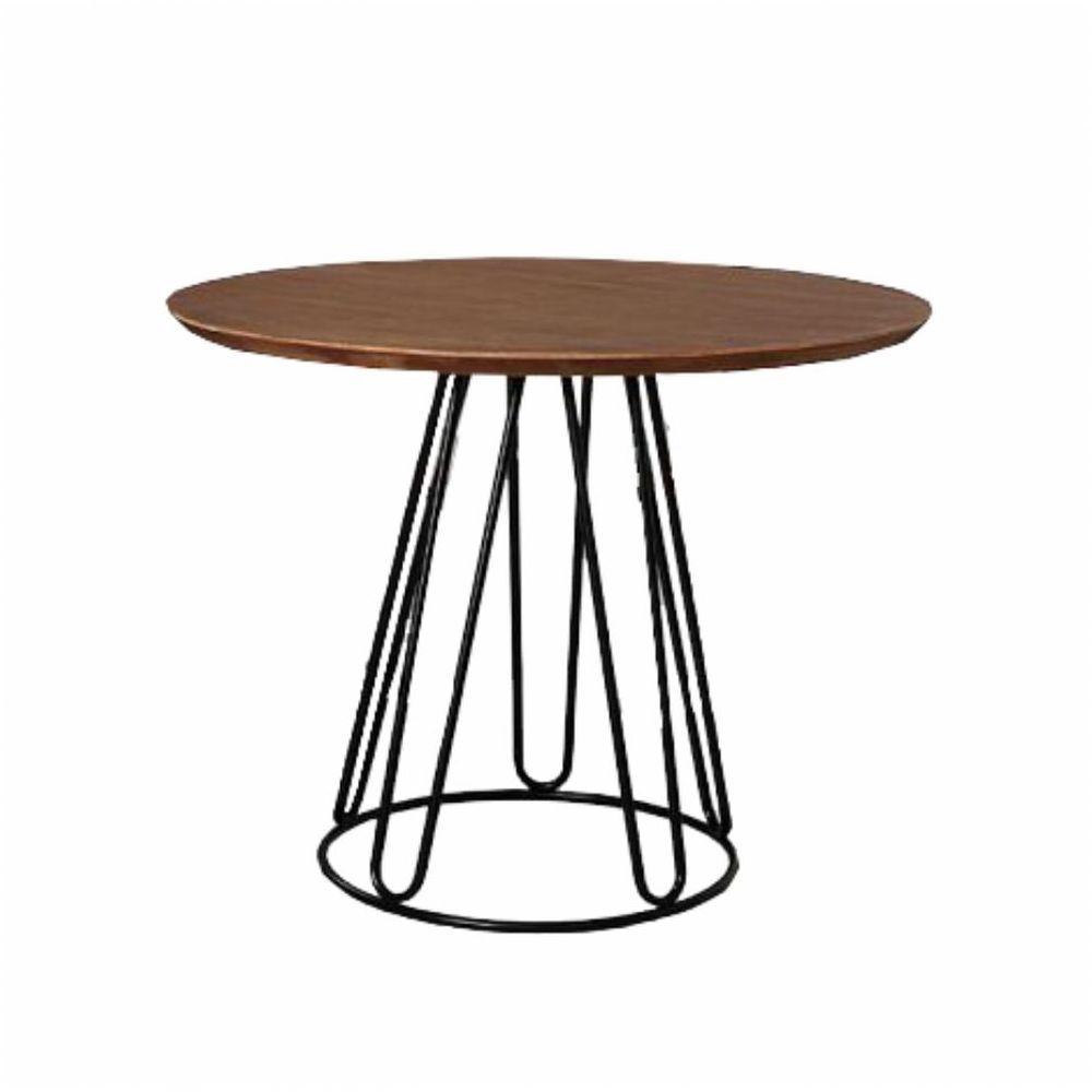 Mesa De Jantar Rubi Amadeirado Com Base De Metal Preto - 1