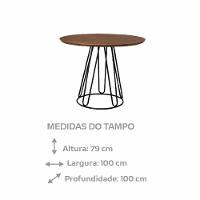 Mesa De Jantar Rubi Amadeirado Com Base De Metal Preto - 3