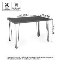 Mesa De Jantar Retangular 4 Lugares 120x75 Base De Ferro Hairpin Branco - Straub Web - 2