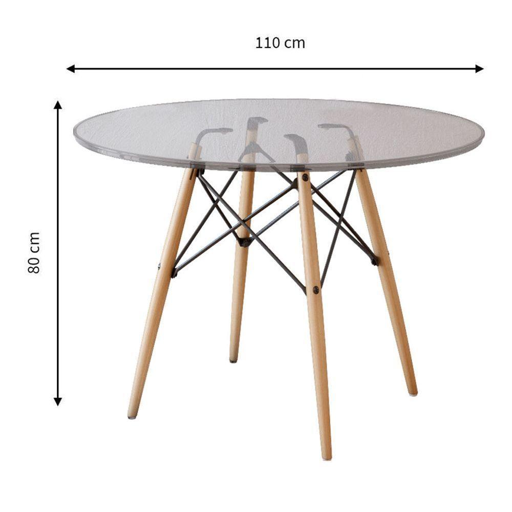 Mesa Dkr Eiffel Redondo Tampo De Vidro 110Cm - Branco - 2