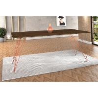 Mesa De Jantar Trama Base Cobre Com Tampo Amêndoa 140 X 80 - New Green - Marrom - 1